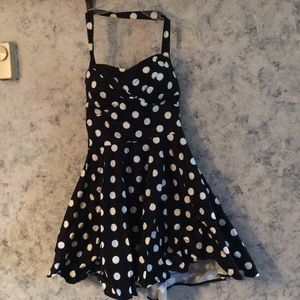 Black polka dot dress
